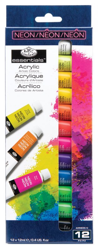 Royal & Langnickel Essentials Acrylic Sets - 12 x 12 ml - neonkleuren - Akrylfärg
