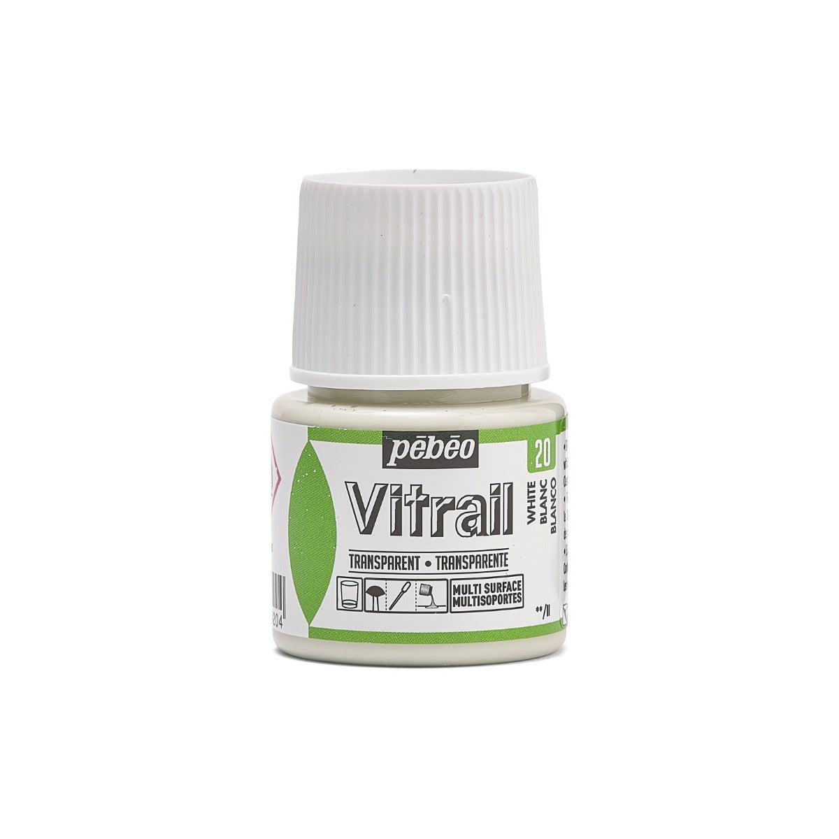 Pebeo Vitrail Transparent Glass paint 45 ml - 20 - hvid - Glas- og porcelænsmaling