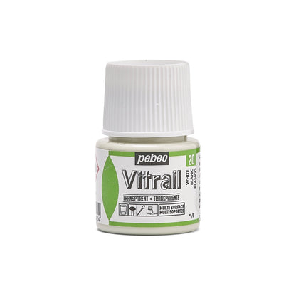 Pebeo Vitrail Transparent Glass paint 45 ml - 20 - hvid - Glas- og porcelænsmaling