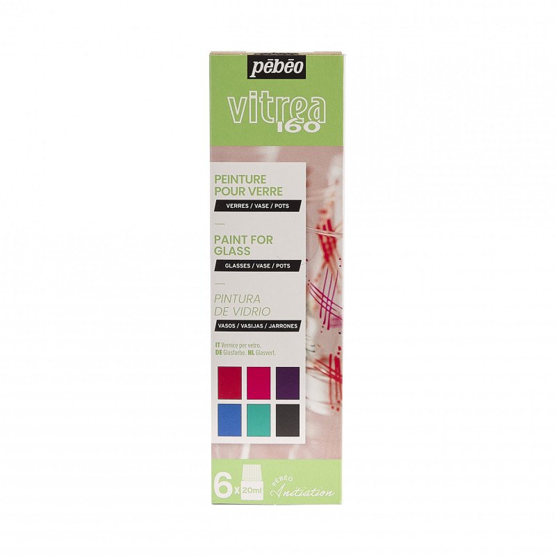 Pebeo Vitrea 160 Glasfärgset - Introduktionsset - 6 x 20 ml - Glas- och porslinsfärg