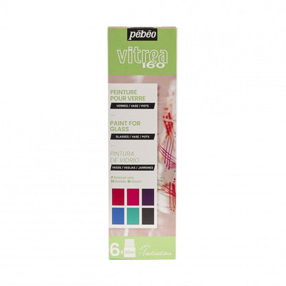 Pebeo Vitrea 160 Glasfärgset - Introduktionsset - 6 x 20 ml - Glas- och porslinsfärg