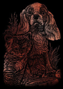 R&L Engraving Art Mini A5 - kobber Foil - Kitten & Puppy - Skrabebilleder