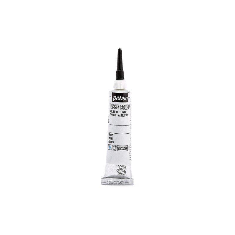 Pebeo Cerne Relief Omlijning 20 ml - hvid - Glas- og porcelænsmaling