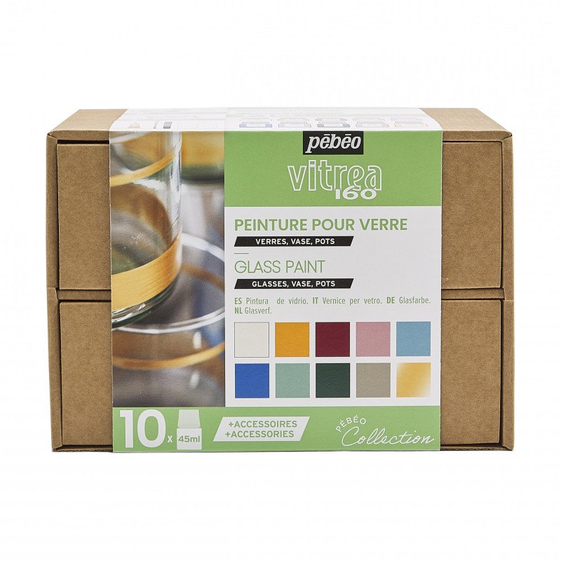 Pebeo Vitrea 160 Glasfärgset - Workbox Studio Collection - 10 x 45 ml - Glas- och porslinsfärg