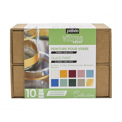 Pebeo Vitrea 160 Glasfärgset - Workbox Studio Collection - 10 x 45 ml - Glas- och porslinsfärg