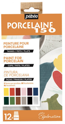 Pebeo Porcelaine 150 Sets - tutustumissetti Kiiltävä - 12 x 20 ml - Lasi- ja posliinimaalit