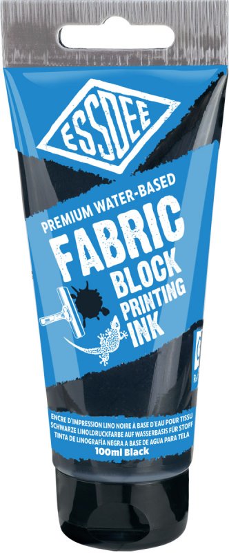 Essdee Fabric Block Printing Ink 100 ml - Essdee Lino ink (printing ink) for fabric, sort, 100ml - Tekstilmaling