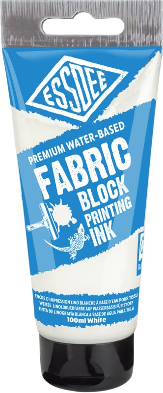 Essdee Fabric Block Printing Ink 100 ml - Essdee Lino ink (printing ink) for fabric, hvid 100ml - Tekstilmaling