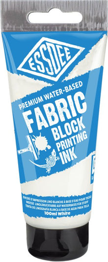 Essdee Fabric Block Printing Ink 100 ml - Essdee Lino ink (printing ink) for fabric, hvid 100ml - Tekstilmaling