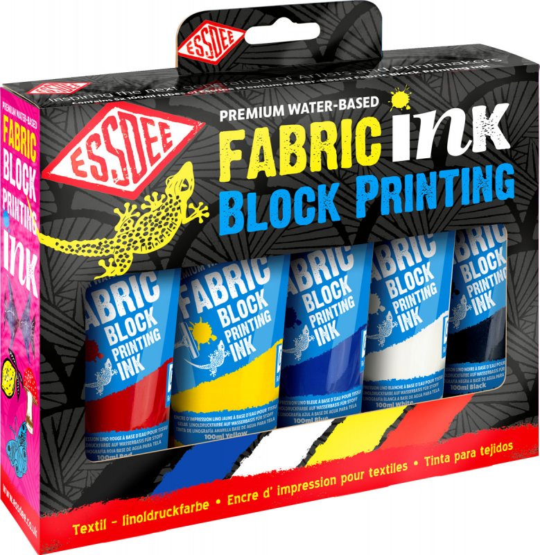 Essdee Fabric Block Printing Ink Sets - 5 x 100 ml - Colori per tessuti