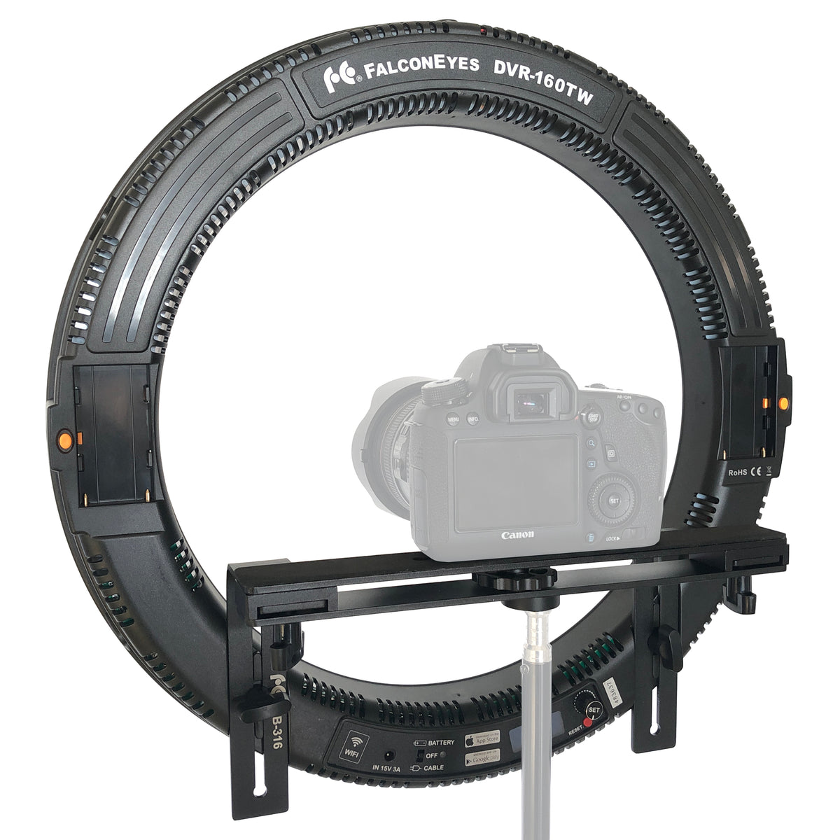 Falcon Eyes Wi-Fi Tofarvet LED Ring Lampe Dæmpbar DVR-160TW — 2