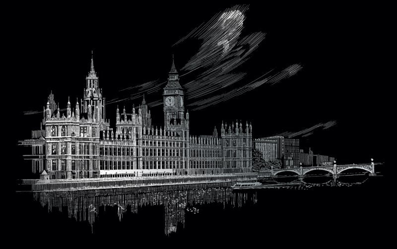 R&L Engraving Art A3 Famous Places - Big Ben & Parliament - Skrabebilleder
