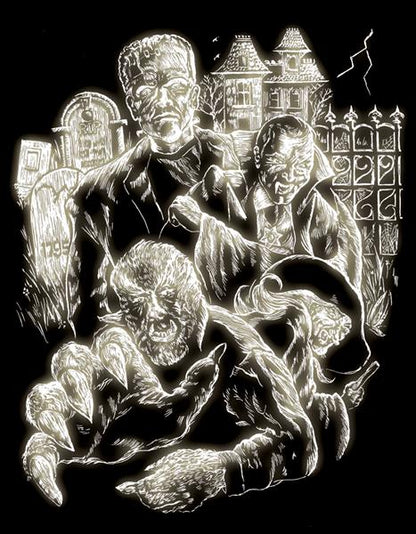 R&L Engraving Art A4 - Glow in the tumma - Monsters - Raaputuskuvat