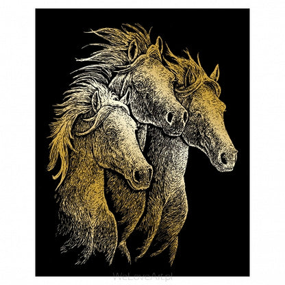 R&L Engraving Art A4 - kulta Foil - Horses - Raaputuskuvat