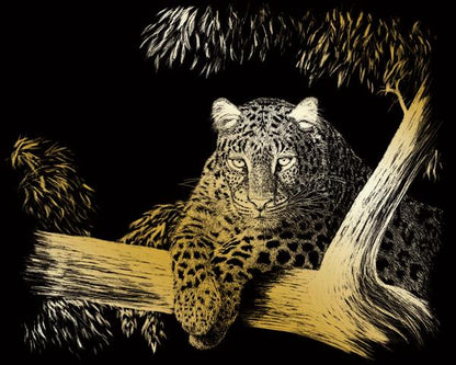 R&L Engraving Art A4 - kulta Foil - Leopard in Tree - Raaputuskuvat