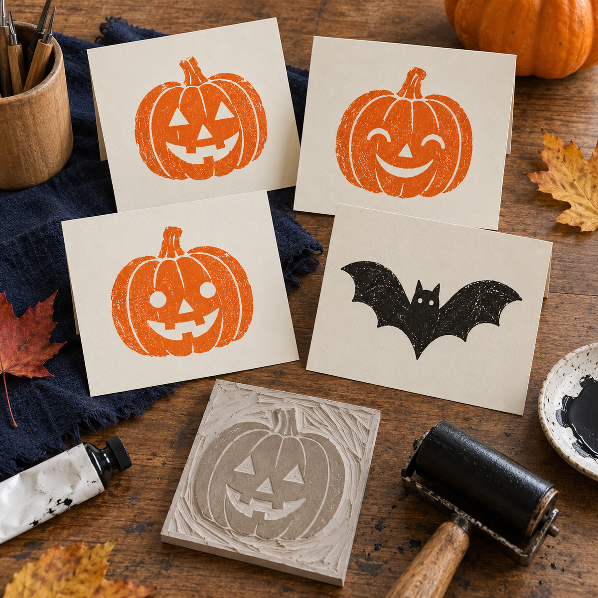 Print Halloween cards: carve a simple pumpkin in SoftCut