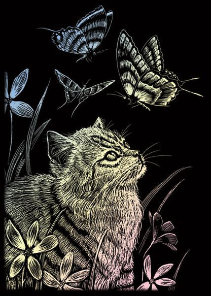 R&L Engraving Art Mini A5 - Holographic Foil - Kitten & Butterfly - Raaputuskuvat