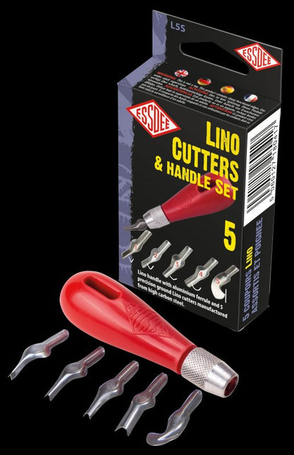 Essdee Lino Guts Set met Handvat - 5 stk. - Bloktryk