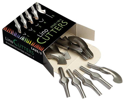 Essdee assorterede linocut cutters - Styles 1-5 - 25 stk. - Bloktryk
