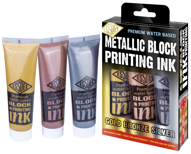 Essdee Block Printing Ink Metallic Set 3 x 100 ml - Inchiostro da stampa