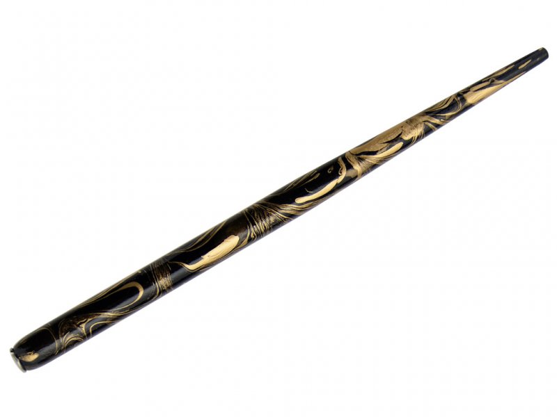 Deml Lacquered Wooden Calligraphy Nib Holder - sort & guld Marble Swirl - Kalligrafi