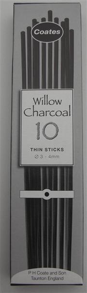 Coates Willow Charcoal Sticks - Thin 3-4 mm - 10 pieces