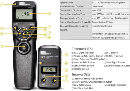 Pixel Timer Remote Control Wireless TW-283/DC0 for Nikon — 7