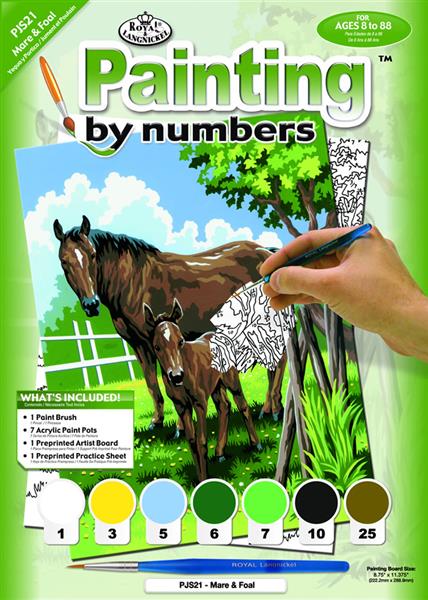 R&L Junior Small A4 Paint by numbers - Mare & Foal - Mal efter tal
