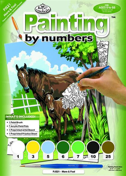 R&L Junior Small A4 Paint by numbers - Mare & Foal - Mal efter tal