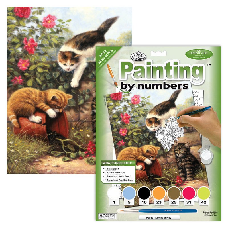 R&L Junior Small A4 Paint by numbers - Kittens at Play - Mal efter tal