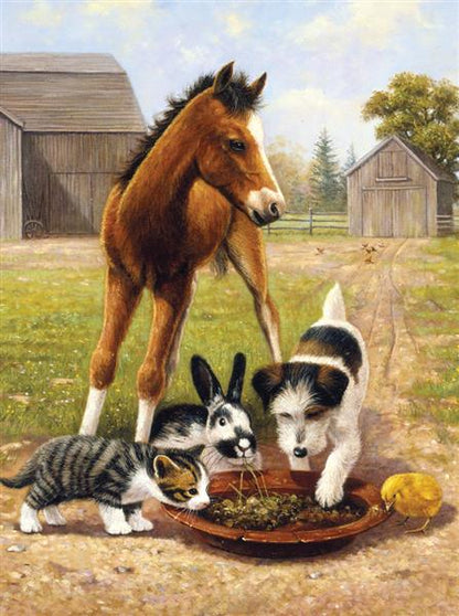 R&L Junior Small A4 Paint by numbers - Lunchtime With Friends - Mal efter tal