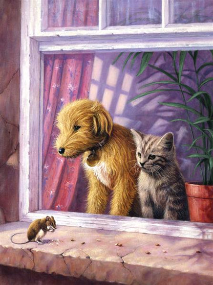 R&L Junior Small A4 Paint by numbers - Window Watching - Mal efter tal