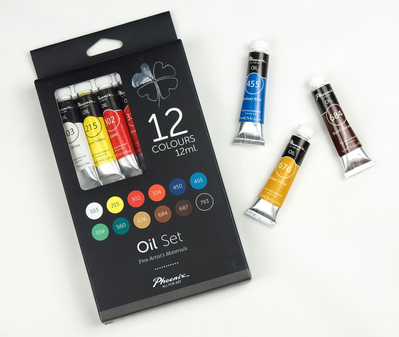 Phoenix Oil Paints 12 ml. - 12 Pack - Oliemaling