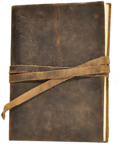 Calve's Leather Sketchbook - 21 x 14,5 cm - Naturmørkebrun - Papir