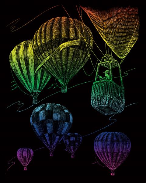 R&L Engraving Art A4 - Rainbow Foil - Hot Air Balloons - Raaputuskuvat