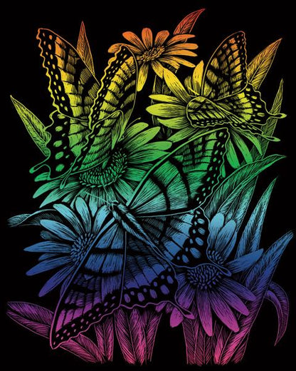 R&L Engraving Art A4 - Rainbow Foil - Butterflies & Daisies - Raaputuskuvat