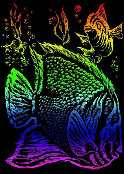 R&L Engraving Art Mini A5 - Rainbow Foil - Tropical Fish - Raaputuskuvat