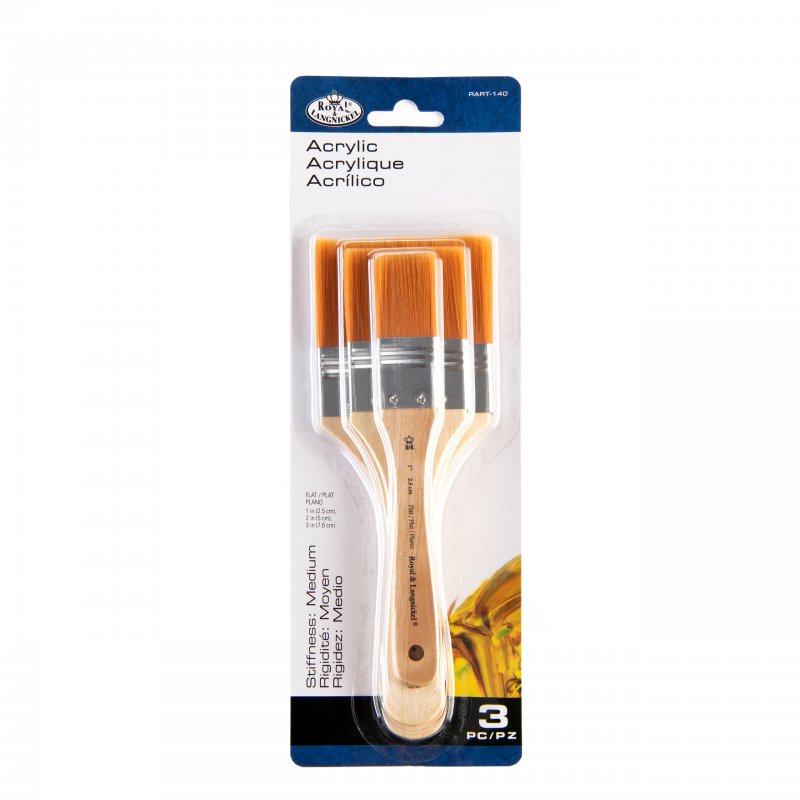 Royal & Langnickel Spalter and wide brush sets - 3 Pack - guld Taklon flad - Medium - Pensler