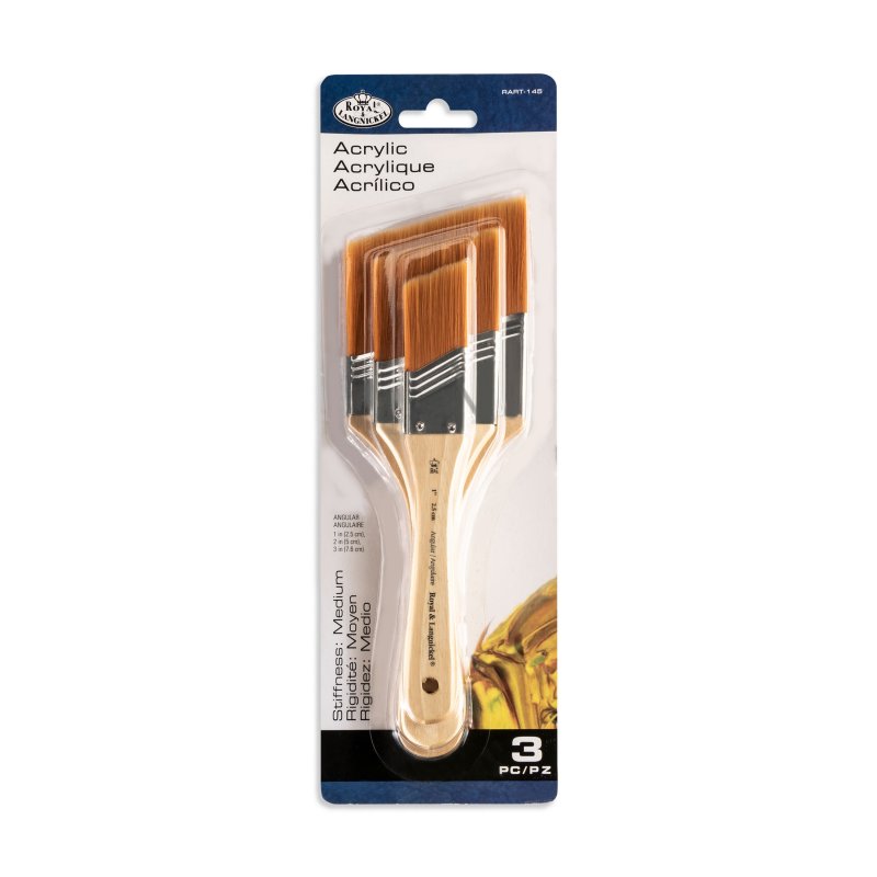 Royal & Langnickel Spalter and wide brush sets - 3 Pack - guld Taklon Angular - Medium - Pensler