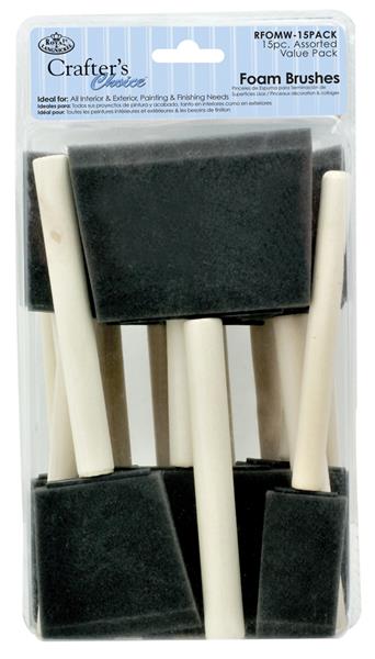 Royal & Langnickel Crafter's Choice Foam Brushes - Sizes 1, 2 and 3 - 15-pak - Pensler