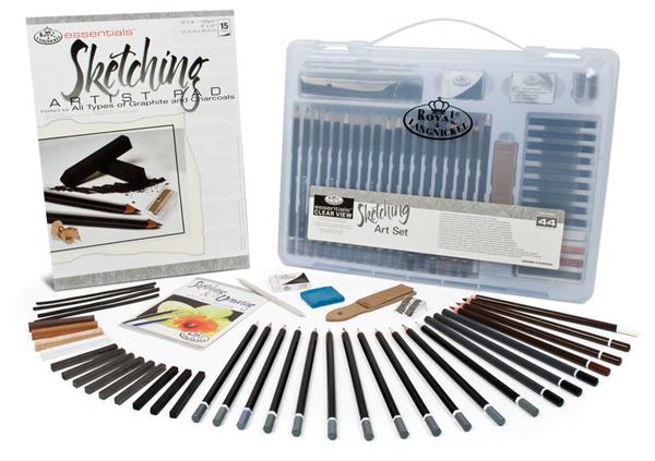 R&L Clear Case Sketching Set - 3205 - Confezione da 44 - Set regalo per artisti