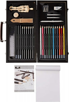 R&L Wooden Box Sketch & Draw Beginners Art Set - 32 Pack - Begyndersæt