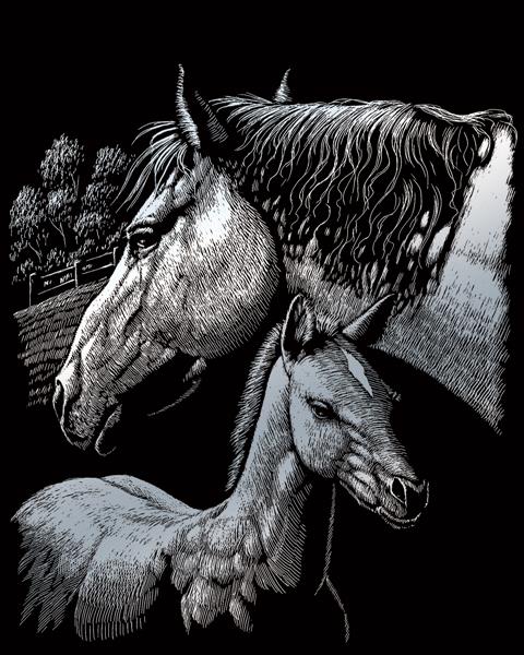 R&L Engraving Art A4 - hopea Foil - Horses - Raaputuskuvat