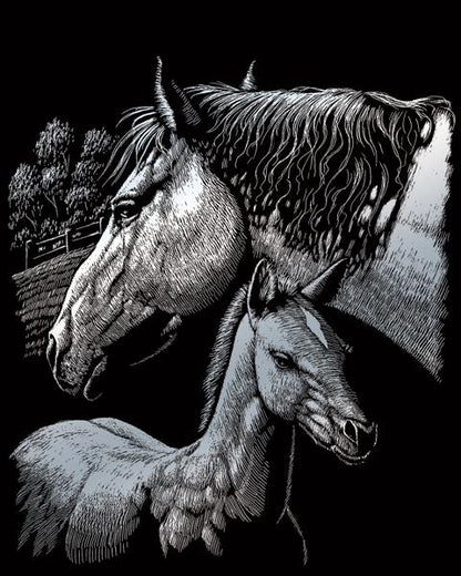 R&L Engraving Art A4 - hopea Foil - Horses - Raaputuskuvat