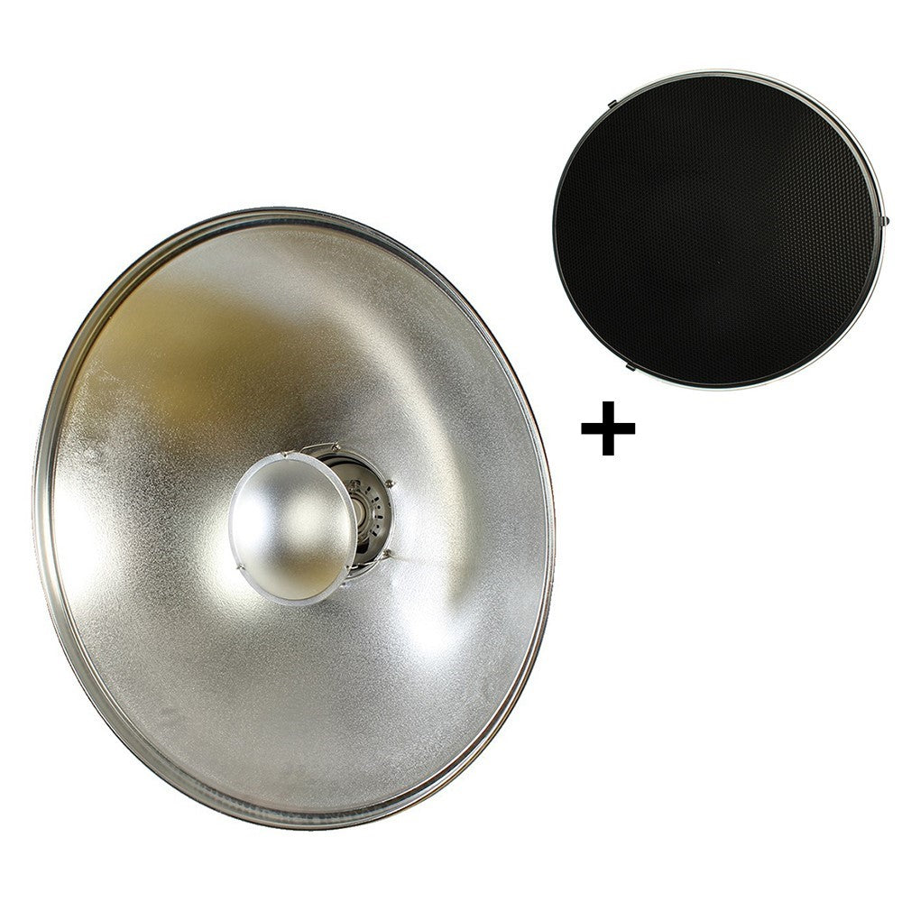 StudioKing Beauty dish Argento SK-BD550 55 cm con Griglia a nido d'ape