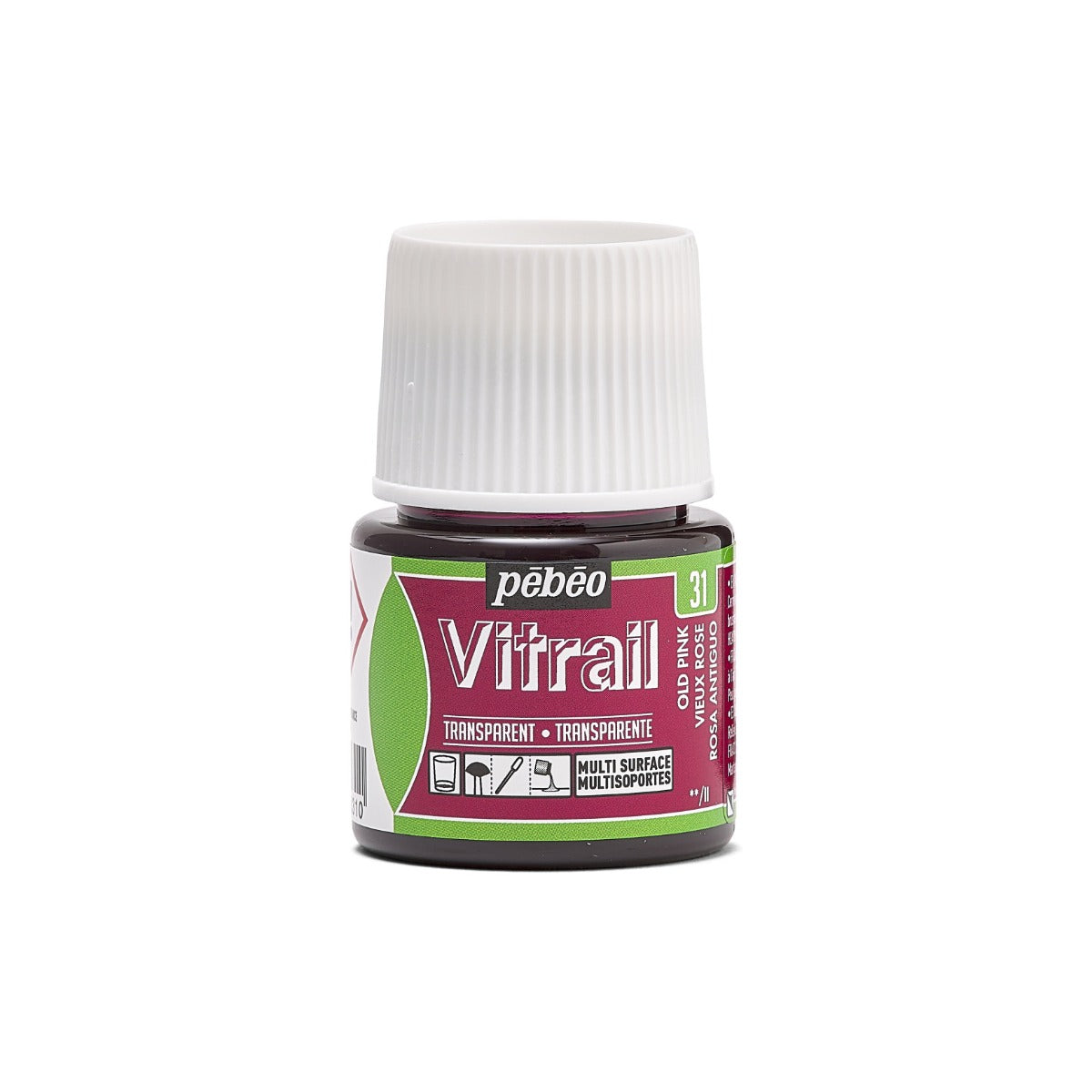 Pebeo Vitrail Transparent Glass paint 45 ml - 31 - Oud Roze - Glas- og porcelænsmaling